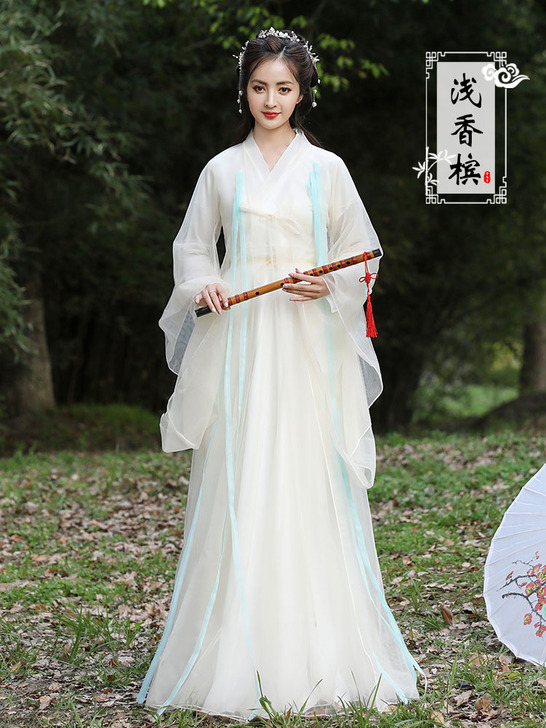 古装女汉服女襦裙仙女白色清新淡雅超仙气古风...
