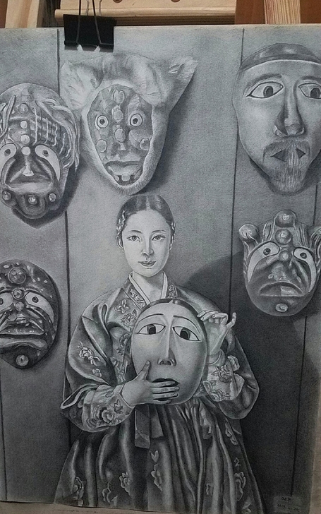 出售素描作品，朝鲜人物画。