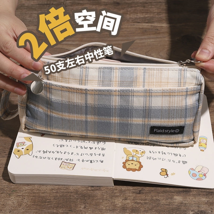 笔袋大容量jk初高中生帆布笔袋简约网红学习...