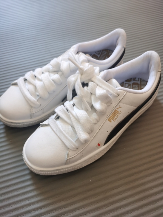 37码puma彪马黑纹白色小板鞋