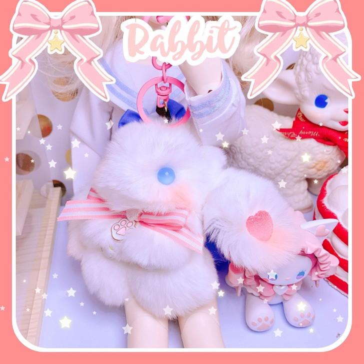 【小甜兔】垂耳兔钥匙扣书包挂件可爱吊坠饰品