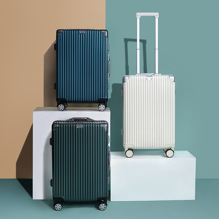 米格堡行李箱铝框拉杆箱男20寸商务小型静音...