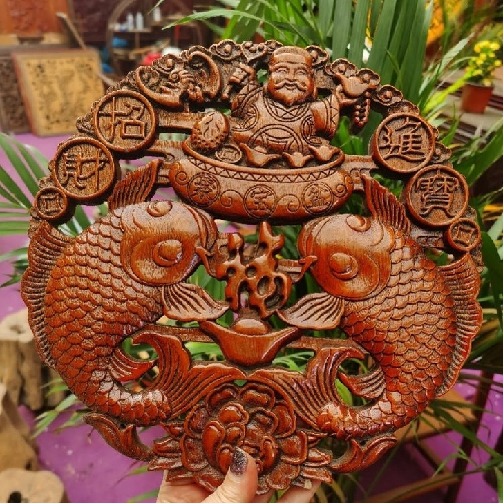 全新香樟木圆形木雕挂件摆件超低价处理可摆可...