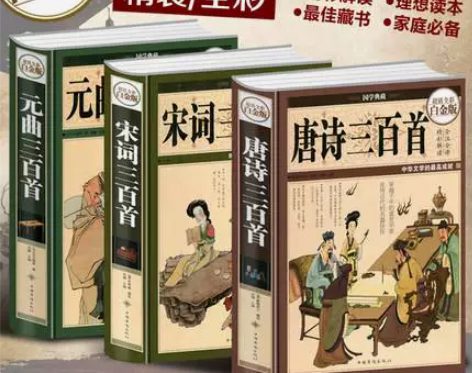 唐诗宋词元曲3册唐诗三百首 宋词三百首 元...