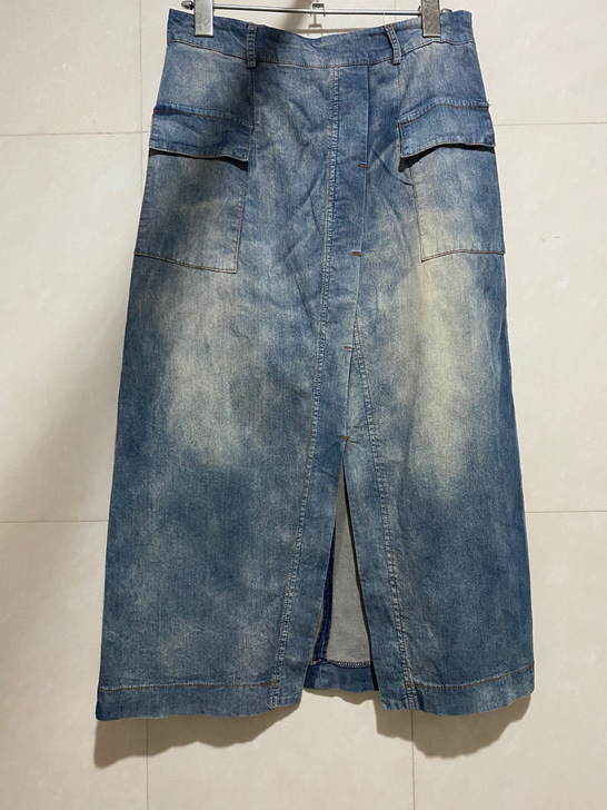 做旧效果半身牛仔布长裙，薄款L码 适合夏季