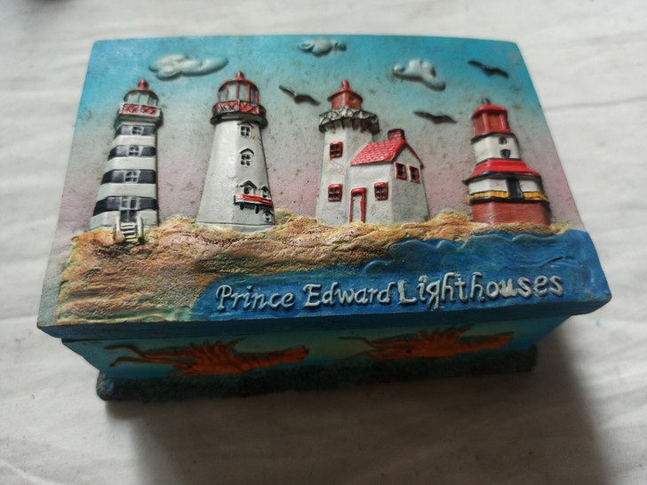 古早外贸西洋收藏 爱德华王子灯塔首饰盒 ...