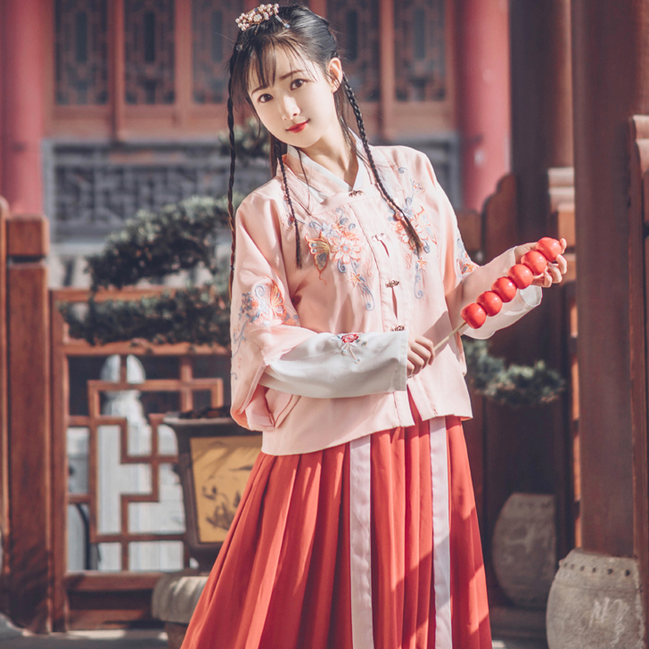 【祤蝶】一叶馨香原创可爱汉服女半臂绣花一片...