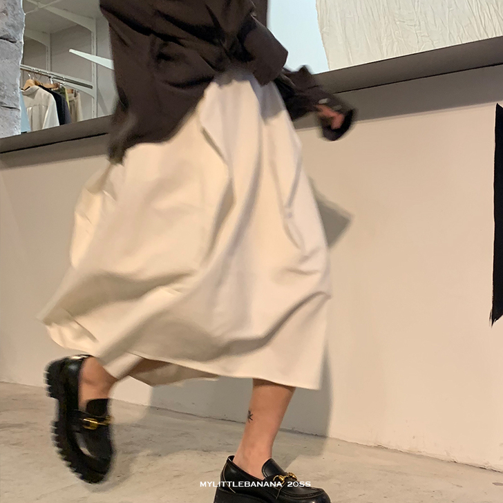 钱蓬蓬裙 半松紧肌理感亚麻棉质半裙