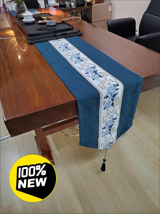 新中式现代简约桌旗古典中国风禅意茶席麻布餐...