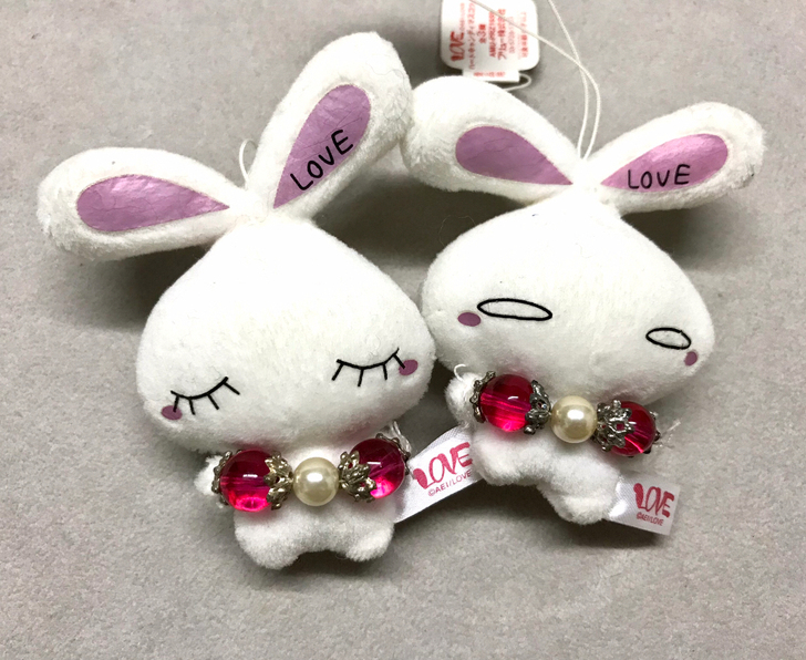 日单LOVE兔毛绒挂件2个表情对装 景用品