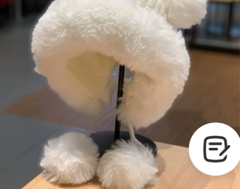 韩版可爱毛球耳朵毛绒帽女冬季加绒保暖套头帽...