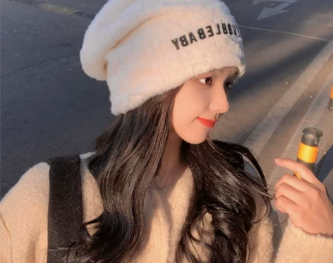 大脸显脸小宽松大头围仿兔毛毛绒帽女冬季保暖...