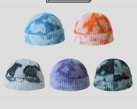 扎染毛线帽女小众个性阿美咔叽港风街头潮人嘻...