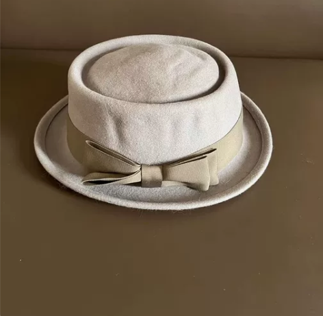 全新100%羊毛秋冬季帽子女羊毛呢礼帽卷边...