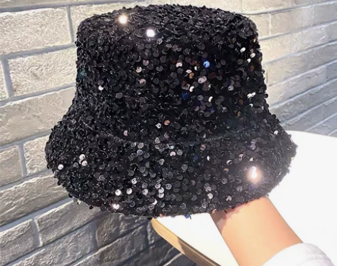 春秋遮阳渔夫帽女韩版百搭网红日系炫彩亮片帽...