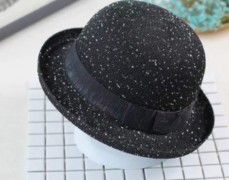 韩版卷边小礼帽女英伦夏天遮阳帽子百搭卷边休...