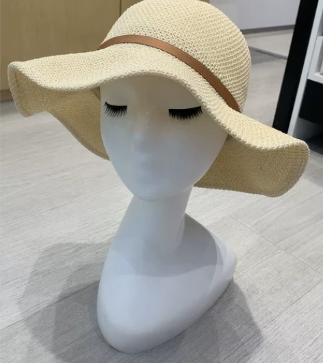 绸缎蝴蝶结波浪边大沿草帽女薄款遮阳帽子韩版...