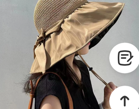 【厂家库存清理送防风绳】黑胶沙滩帽遮阳帽女...