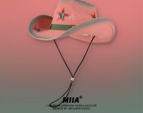 vintage复古烟熏粉色辣妹西部牛仔帽小...