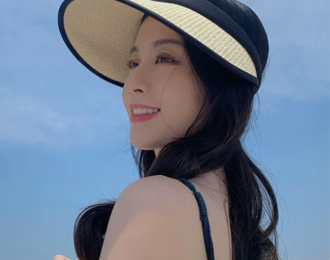 空顶帽女夏季大帽檐防晒出游沙滩百搭遮阳帽韩...