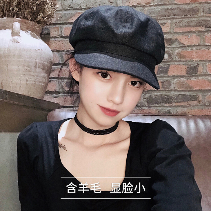 贝雷帽子女秋冬英伦复古鸭舌报童帽网红款韩版...