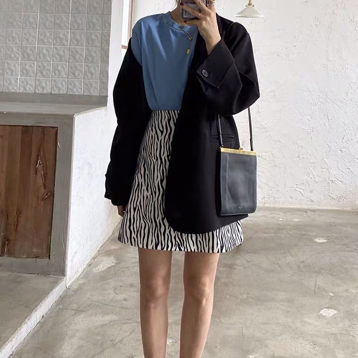 一步裙半身裙女2021夏季新款韩版斑马纹高...