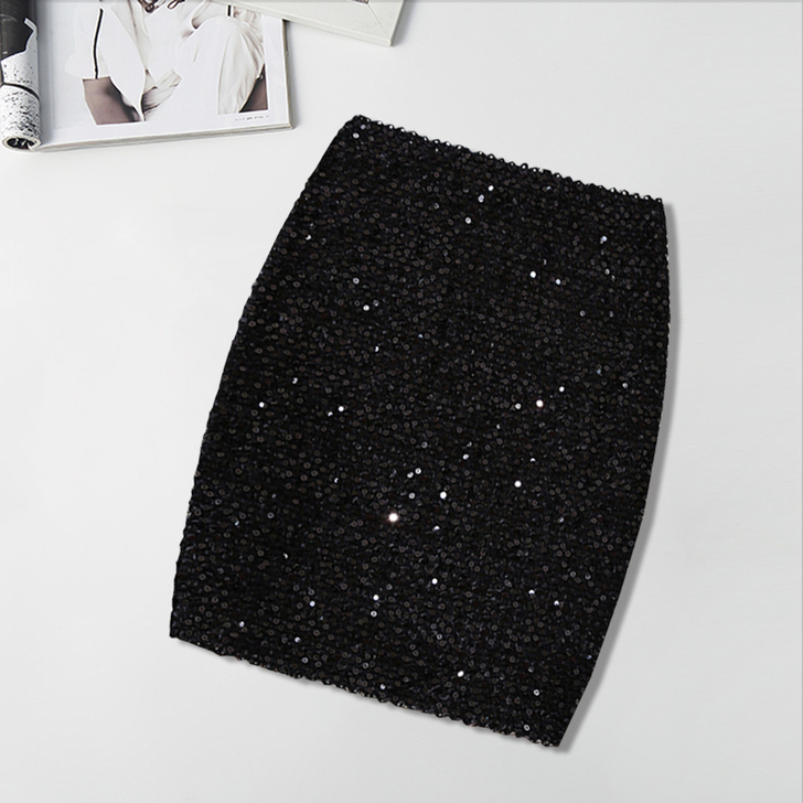 性感包臀裙高腰一步裙蹦迪闪闪短裙女亮片包裙...