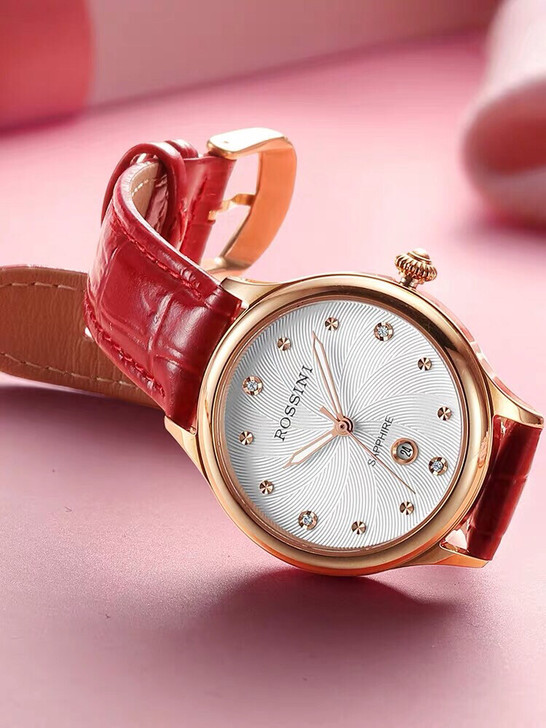 罗西尼手表时尚镶钻简约皮带日历学生韩版石英...