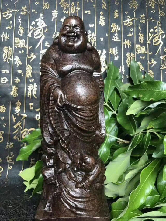 22厘米亏本清仓价原木雕刻沉水老料三子弥勒...