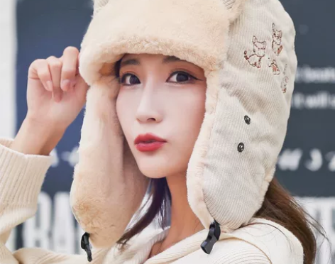 帽子女冬天猫耳朵雷锋帽可爱保暖棉帽户外骑行...