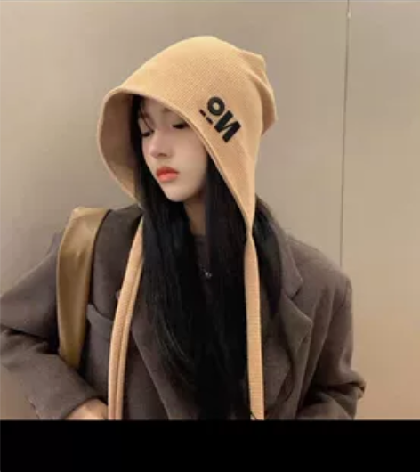 大码帽子女大头围秋冬针织护耳包头堆堆帽冬天...