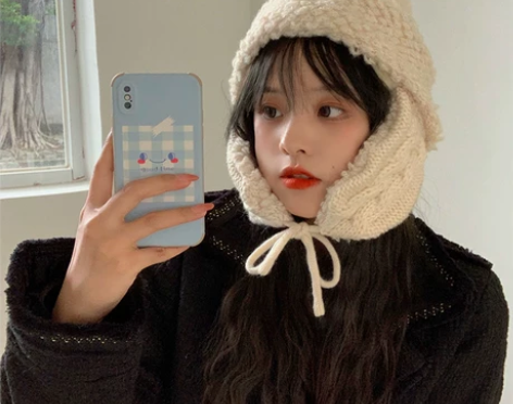 帽子女秋冬韩版潮针织可爱护耳毛线帽加绒加厚...