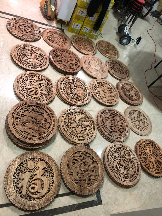 天天特价捡漏木雕香樟木仿古工艺 圆形木雕小...