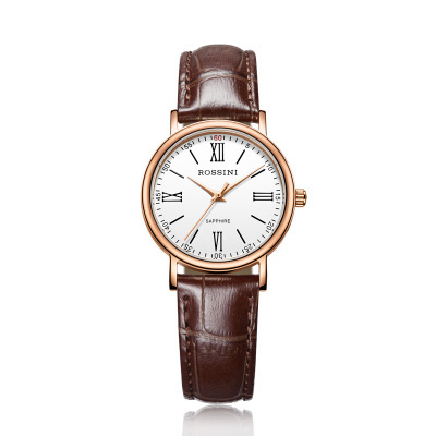 罗西尼正品情侣表真皮带女士手表男士石英表休...