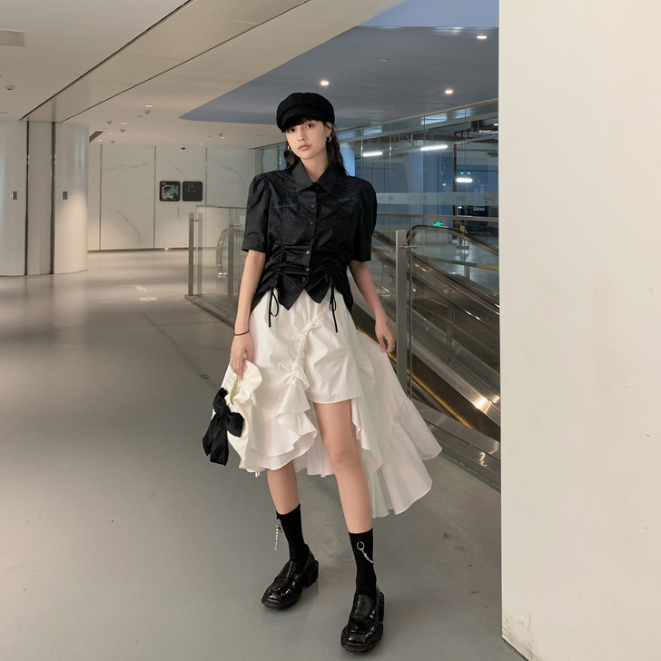 ddgirl  缺口荷叶裙/小心机设计感不...