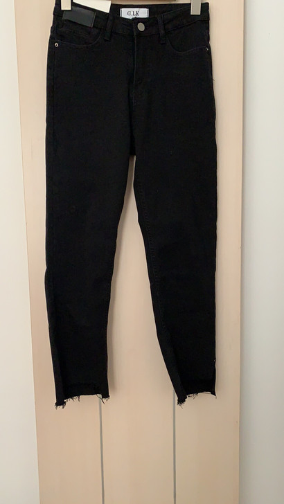 黑色直筒裤小脚裤加薄绒牛仔裤