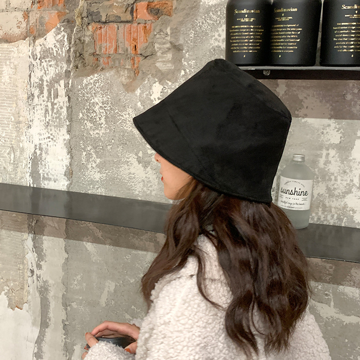 麂皮绒渔夫帽女秋韩版潮百搭显脸小