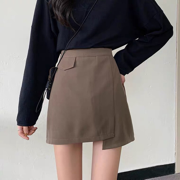 a字裙一步裙不规则半身裙高腰包臀裙带内衬