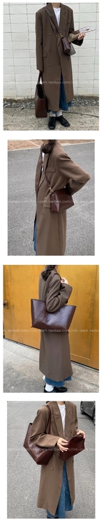 OK公园丨复古韩版亮面鳄鱼纹子母包简约ch...