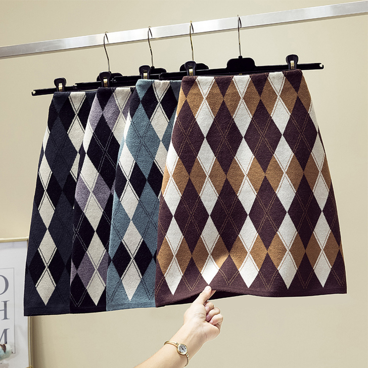 包臀短裙女秋冬百搭高腰针织半身裙显瘦韩版外...