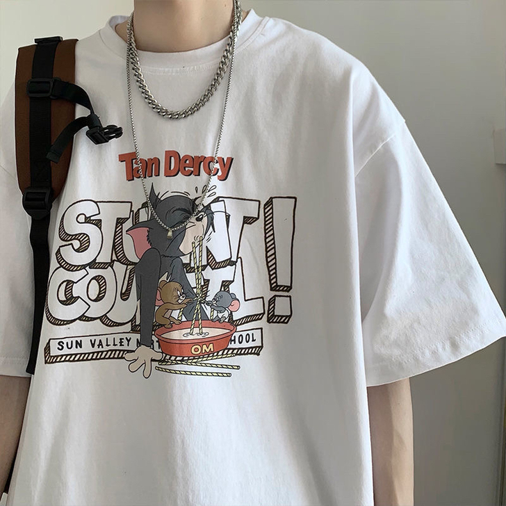 夏季纯棉短袖t恤男日系卡通动漫印花衣服男潮...