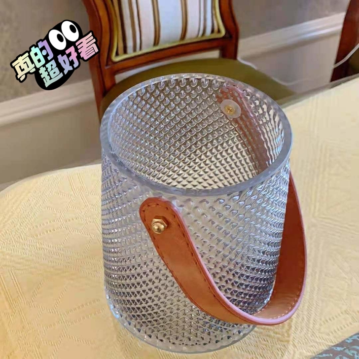 【超值捡漏】现代轻奢手提大口径玻璃花瓶客厅...