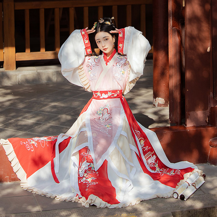 耀春原创广寒月兮汉服女晋制重工刺绣蔽膝魏晋...