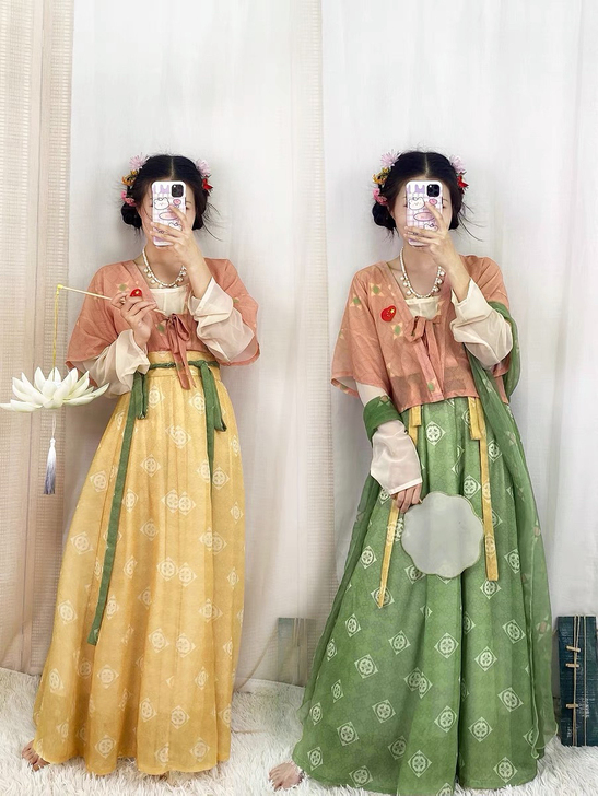 忆朝歌唐制春夏汉服唐背子圆领大襟衫十二破裙