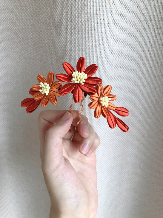 异色紫菀】缠花发钗客单改色单展示