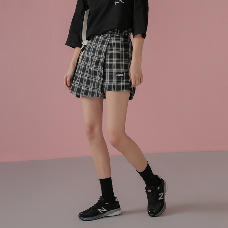 2020夏季新款格子半身裙a字裙高腰复古港...