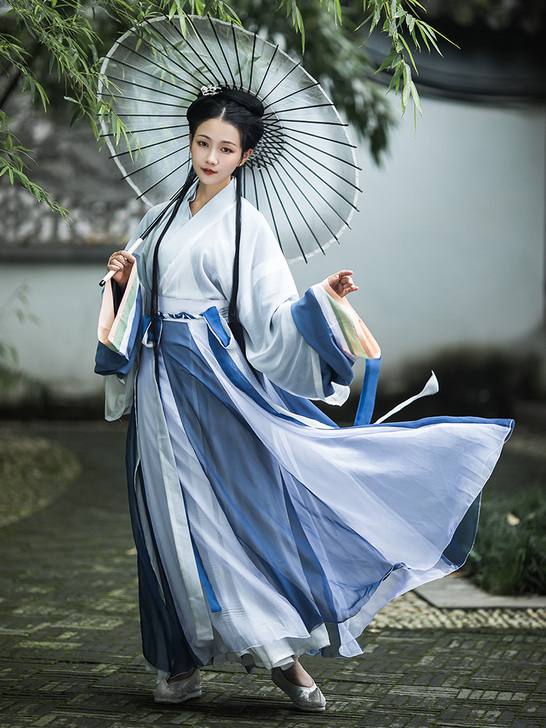 柒邑雲裳诉汉服女正品原创白菜交领晋制齐腰破...