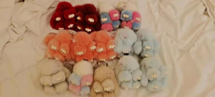 【包邮】貂毛挂件炫彩装死兔挂件