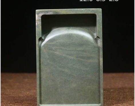 砚台原石端砚天然手工制作5英寸绿端方形实用...