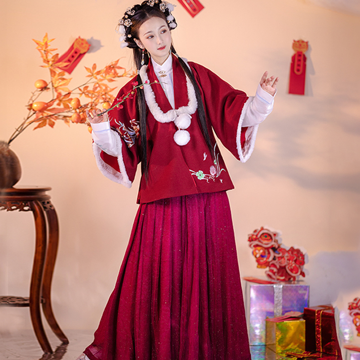 安炎汉服女中国风改良明制汉服秋冬装加厚保暖...